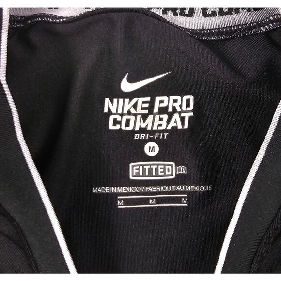 Nike pro combat fitted M womens black active performance top v neck casual run - Picture 4 of 6